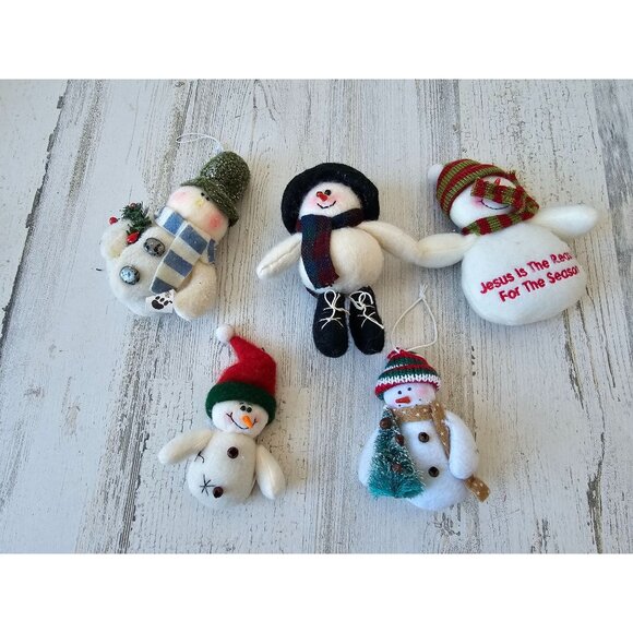 plush snowman tree country folk ornament set Xmas religious plush tree - Picture 1 of 11